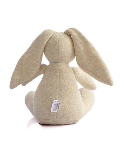 Pluchi Rabbit Natural Melange-100% Cotton Knitted Soft Toy-Promotes Tactile Stimulation-Plush Cuddly Toy For Newborn