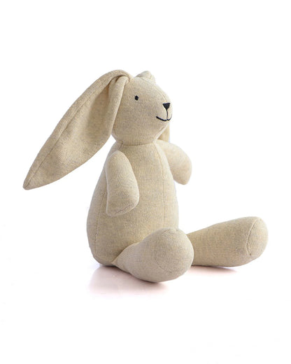 Pluchi Rabbit Natural Melange-100% Cotton Knitted Soft Toy-Promotes Tactile Stimulation-Plush Cuddly Toy For Newborn