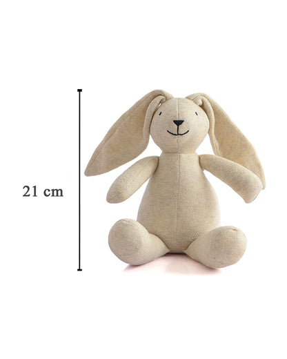 Pluchi Rabbit Natural Melange-100% Cotton Knitted Soft Toy-Promotes Tactile Stimulation-Plush Cuddly Toy For Newborn