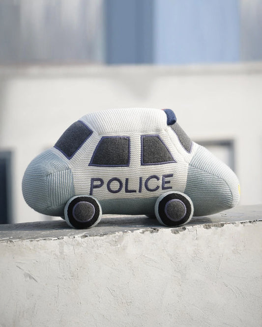 Pluchi Police Car-100% Cotton Knitted Soft Toy-Promotes Visual Stimulation-For Newborn