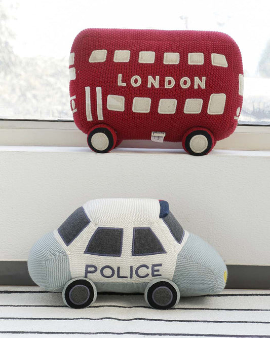 Pluchi Police Car-100% Cotton Knitted Soft Toy-Promotes Visual Stimulation-For Newborn