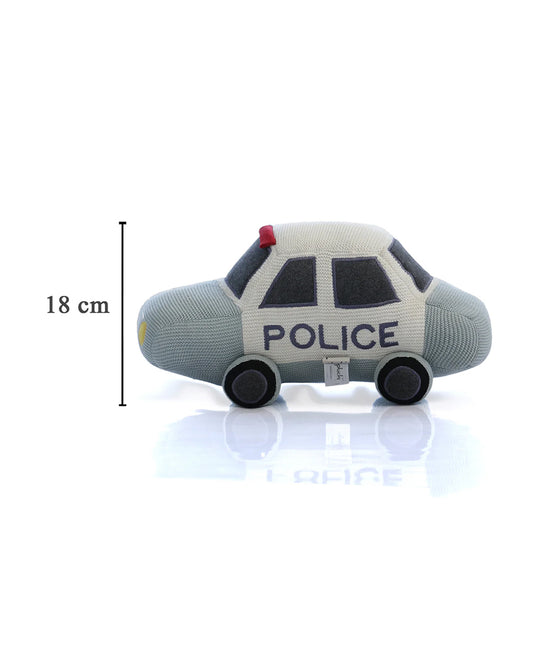Pluchi Police Car-100% Cotton Knitted Soft Toy-Promotes Visual Stimulation-For Newborn