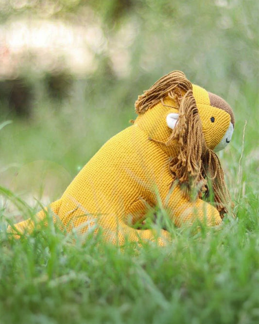 Pluchi Baby Lion Tuscan Sun-Cotton Knitted Soft Toy-Promotes Imaginative Play-Plush Cuddly Toy For Newborn