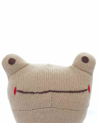 Pluchi Frog Rattle Soft Toy-Promotes Tactile Stimulation-Easily Washable-Knitted Soft Toy-Plush Cuddly Toy For Newborn