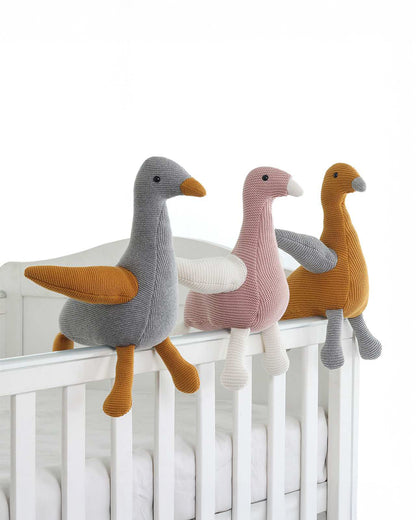 Pluchi Chuckles Bird Pale Pink-Cotton Knitted Soft Toy-Promotes Visual Stimulation-Plush Cuddly Toy For Newborn