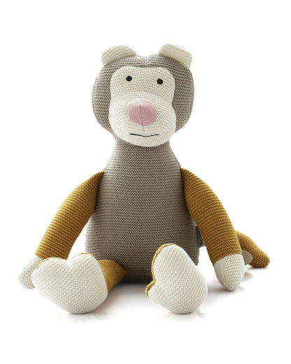 Pluchi Monkey Multicolor-100% Cotton Knitted Soft Toy-Promotes Imaginative Play-Plush Cuddly Toy For Newborn