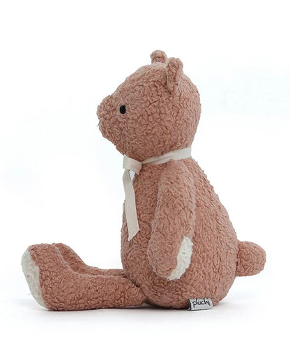 Pluchi Mr. Fluff Dusty Coral Cotton Knitted Soft Toy-Promotes Tactile Stimulation-Plush Cuddly Toy For Newborn