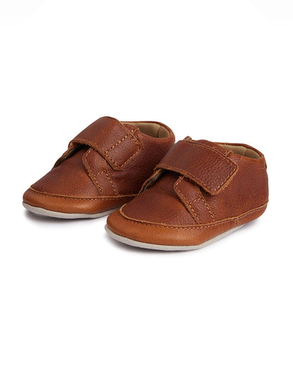 Elves Brown Milled Velcro Pre-Walker Shoes-For Infants