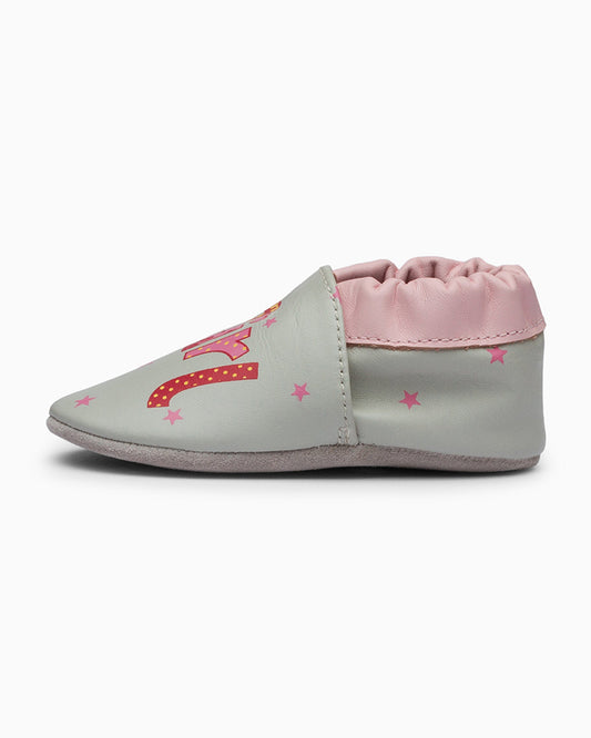 Elves Baby Pink & Grey Girl Slip On Pre-Walker Shoes-For Infants