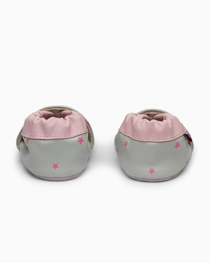Elves Baby Pink & Grey Girl Slip On Pre-Walker Shoes-For Infants