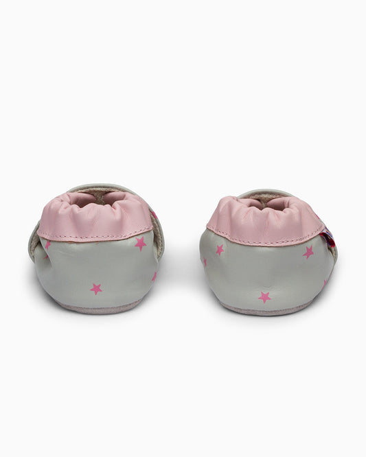Elves Baby Pink & Grey Girl Slip On Pre-Walker Shoes-For Infants
