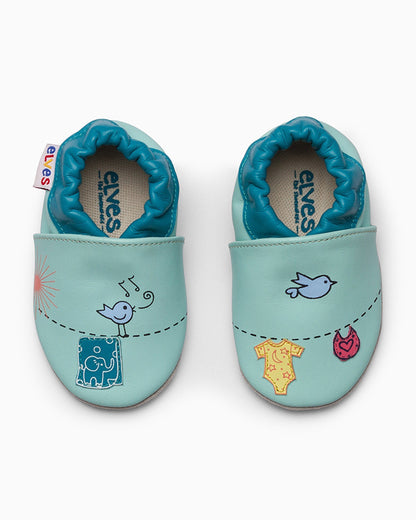 Elves Blue Birdie Slip On Pre-Walker Shoes-For Infants