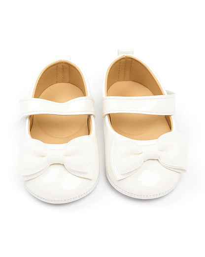 Baby Doe White Bow Velcro Bellies-For Infants