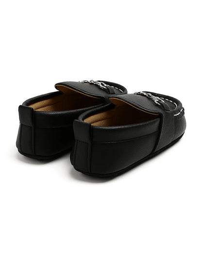 Baby Doe Black Anti-Skid Slip On Loafers-For Infants