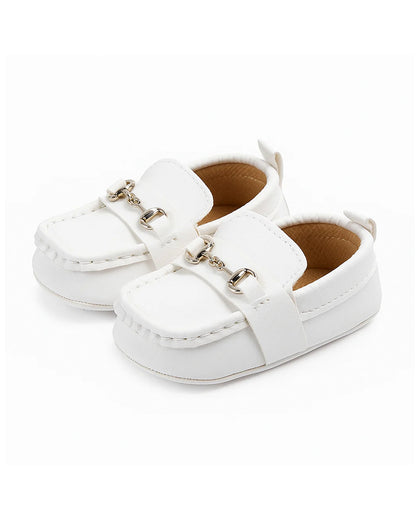Baby Doe White Anti-Skid Slip On Loafers-For Infants