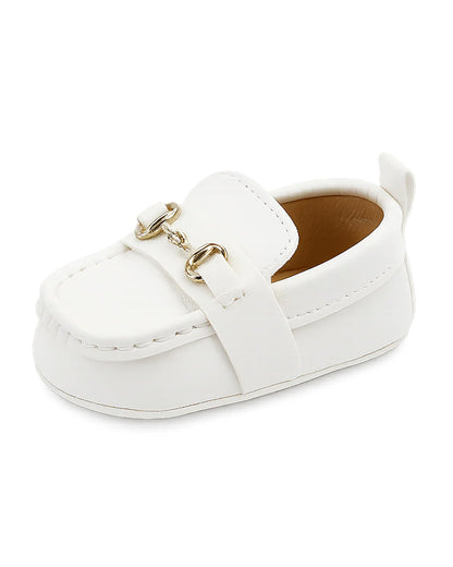 Baby Doe White Anti-Skid Slip On Loafers-For Infants