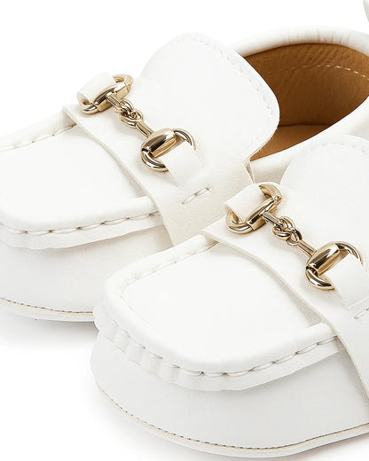 Baby Doe White Anti-Skid Slip On Loafers-For Infants