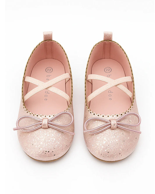 Baby Doe Pink Criss Cross Glitter Slip On Bellies-For Infants