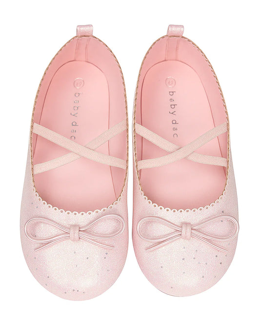 Baby Doe Pink Criss Cross Glitter Slip On Bellies-For Infants