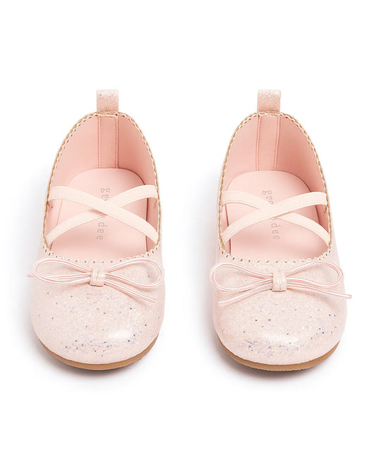 Baby Doe Pink Criss Cross Glitter Slip On Bellies-For Infants
