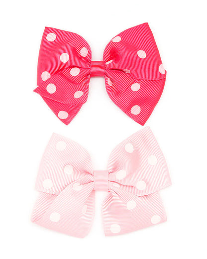 Baby Doe Pink Hair Clips-Polka Dots-Cotton Blend-Pack of 2-Free Size