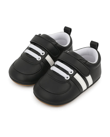 Baby Doe Black Anti-Skid Velcro Shoes-For Infants