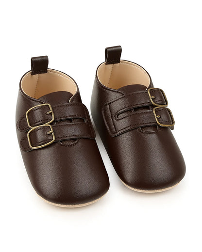 Baby Doe Brown Anti-Skid Buckle Shoes-For Infants