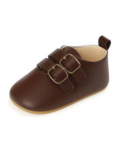 Baby Doe Brown Anti-Skid Buckle Shoes-For Infants