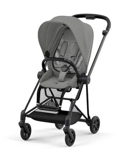 Cybex Mios Lightweight Stroller-Height Adjustable Parent Handle Bar-Reversible & Flat Reclining Seat-One Hand Fold-Travel System Compatible-2 Years Warranty-For 0 to 4Y (Upto 22 Kg)-Matt Black Frame & Mirage Grey