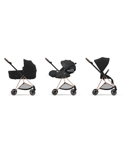 Cybex Mios Lightweight Stroller-Height Adjustable Parent Handle Bar-Reversible & Flat Reclining Seat-One Hand Fold-Travel System Compatible-2 Years Warranty-For 0 to 4Y (Upto 22 Kg)-Matt Black Frame & Sepia Black