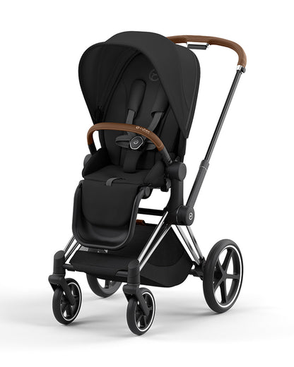 Cybex Priam Stroller & Cloud T i-Size Plus Car Seat Travel System-Includes Adapters-Chrome Brown Frame & Sepia Black