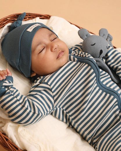 Cot & Candy Baby Teal Sleepsuit-Stripe-Organic Cotton-For Infants