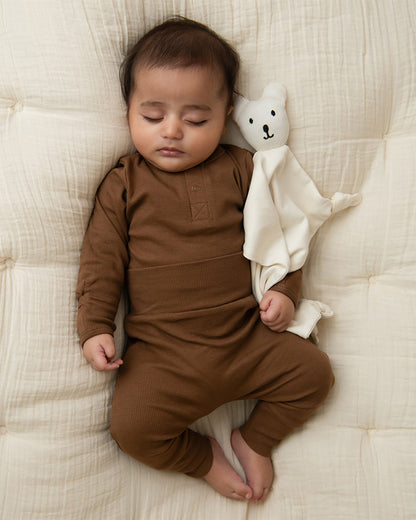Cot & Candy Baby Brown Bodysuit with Legging Set-Solid-Organic Cotton-For Infants