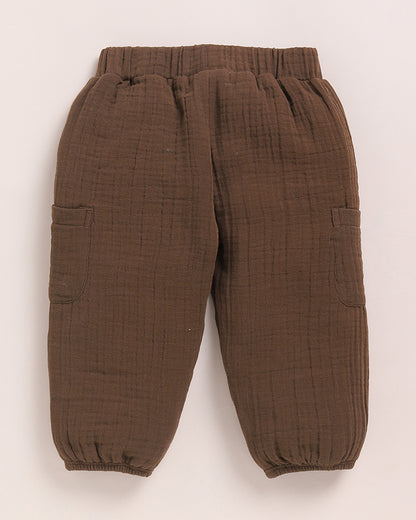 Cot & Candy Baby Cocoa Whisper Joggers-Solid-Muslin-For Infants