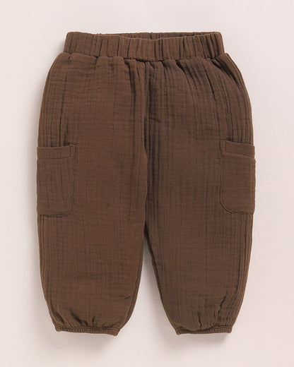 Cot & Candy Baby Cocoa Whisper Joggers-Solid-Muslin-For Infants