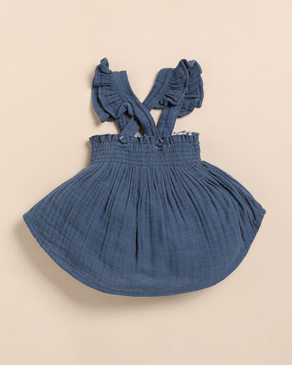 Cot & Candy Baby Denim Top & Bloomer Set-Solid-Muslin-For Infants