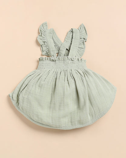 Cot & Candy Baby Sage Green Top & Bloomer Set-Solid-Muslin-For Infants