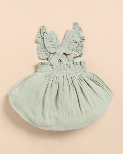 Cot & Candy Baby Sage Green Top & Bloomer Set-Solid-Muslin-For Infants