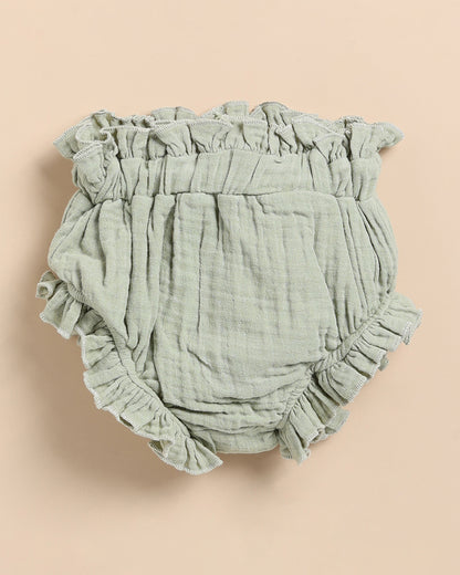 Cot & Candy Baby Sage Green Top & Bloomer Set-Solid-Muslin-For Infants