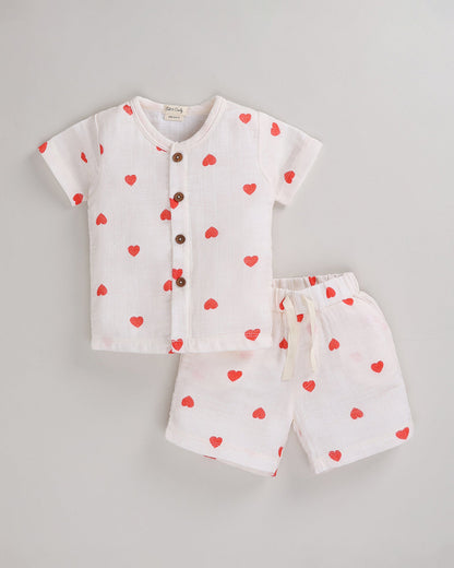 Cot & Candy Baby White T-shirt & Shorts Set-Tiny Love-Muslin-For Infants