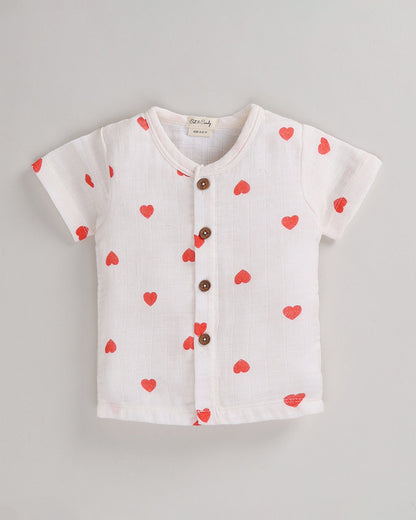 Cot & Candy Baby White T-shirt & Shorts Set-Tiny Love-Muslin-For Infants