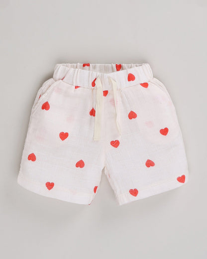 Cot & Candy Baby White T-shirt & Shorts Set-Tiny Love-Muslin-For Infants