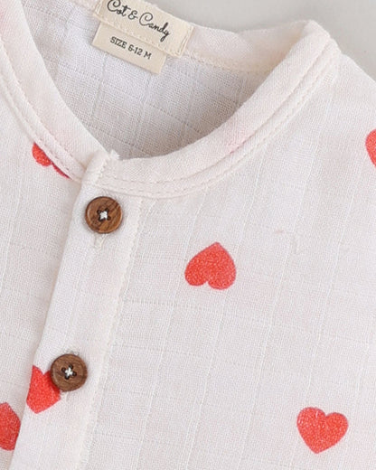 Cot & Candy Baby White T-shirt & Shorts Set-Tiny Love-Muslin-For Infants