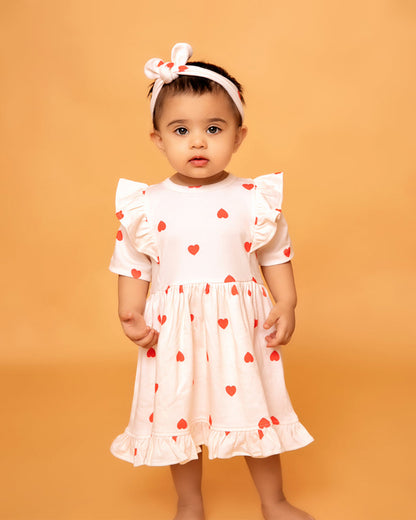 Cot & Candy Baby White Frock Dress-Tiny Love-Organic Cotton-For Infants