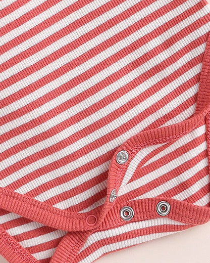 Cot & Candy Baby Red Bodysuit-Berry Stripe-Organic Cotton-For Infants