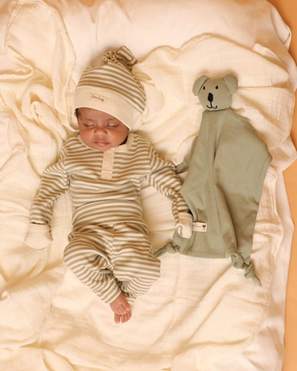 Cot & Candy Baby Pastel Green Long Sleeve Bodysuit-Dewkist Stripe-Organic Cotton-For Infants