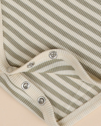 Cot & Candy Baby Pastel Green Long Sleeve Bodysuit-Dewkist Stripe-Organic Cotton-For Infants