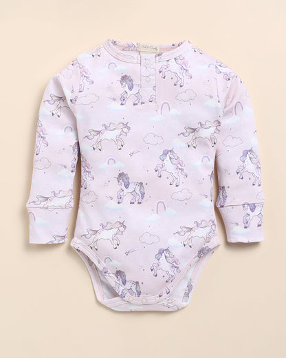 Cot & Candy Baby Pastel Pink Bodysuit-Unicorn Print-Organic Cotton-For Infants