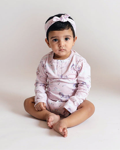 Cot & Candy Baby Pastel Pink Bodysuit-Unicorn Print-Organic Cotton-For Infants