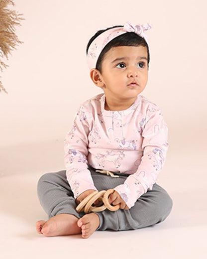 Cot & Candy Baby Pastel Pink Bodysuit-Unicorn Print-Organic Cotton-For Infants